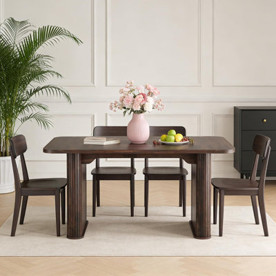 Table de salle à manger pour 6 à 8 personnes - Table de cuisine moderne de 62 po avec grand plateau et pieds piédestal robustes, table de salle à manger rectangulaire, cuisine, salle de conférence, salon