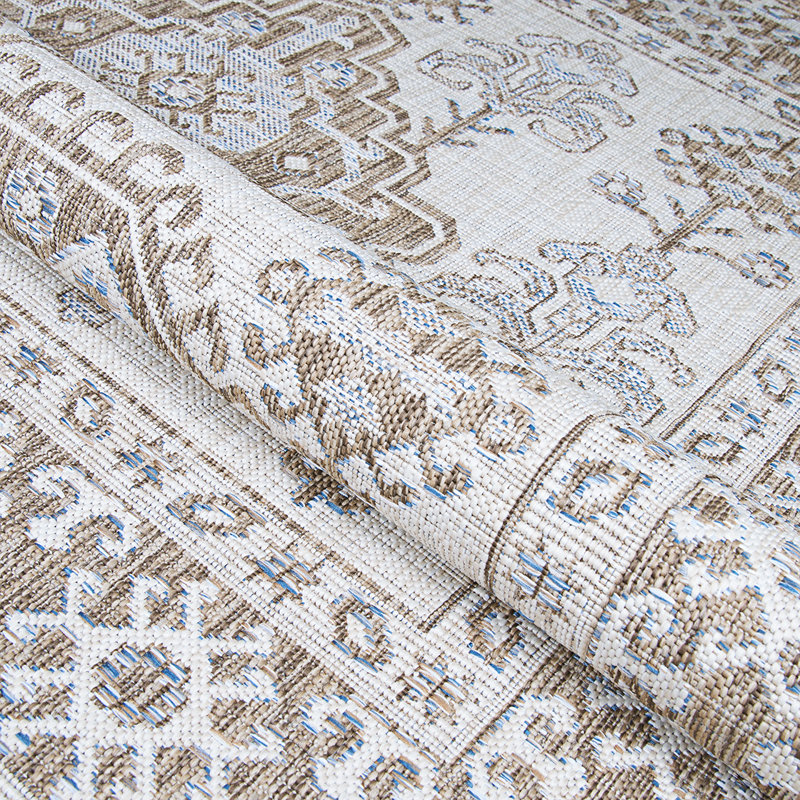 Tapis intérieur / extérieur brun clair / brun clair Hanlin, Tapis de couloir 2 pi 2 po x 7 pi 6 po
