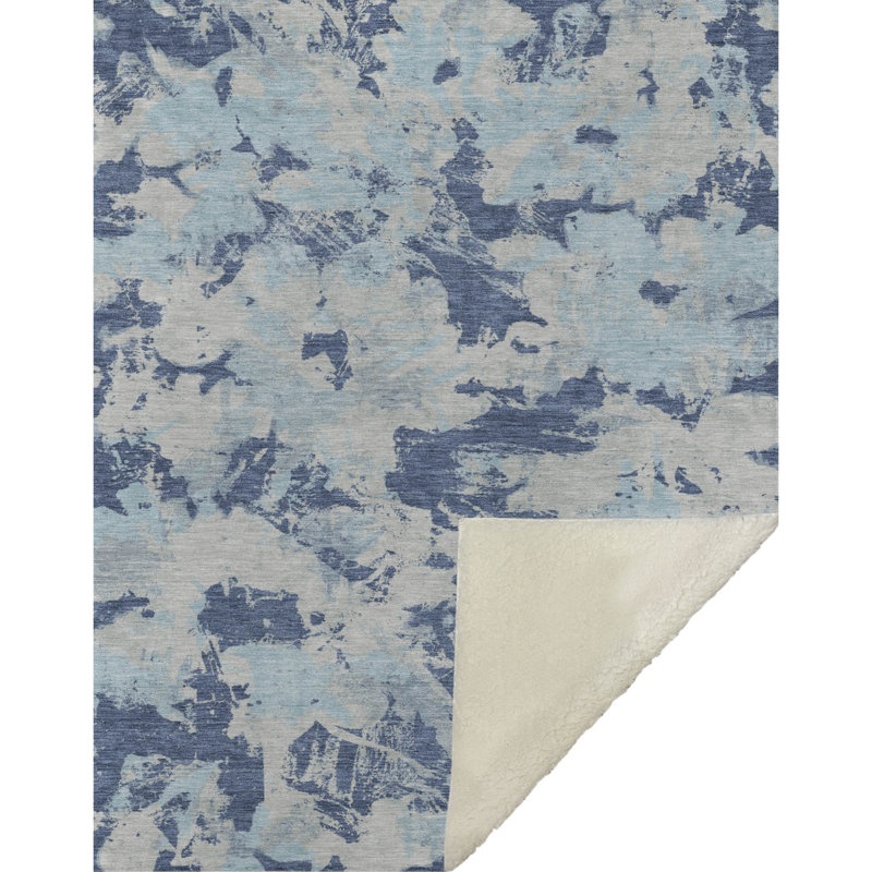 Jeté floral Sherpa ASB885 Addison, Marine
