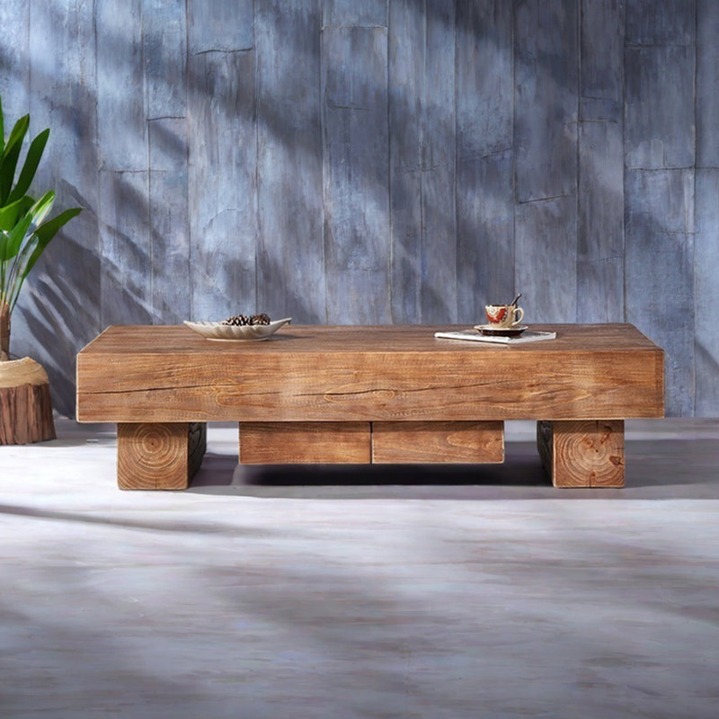 Table basse simple en rondins, H 15,74 po x L 62,99 po x l 29,52 po