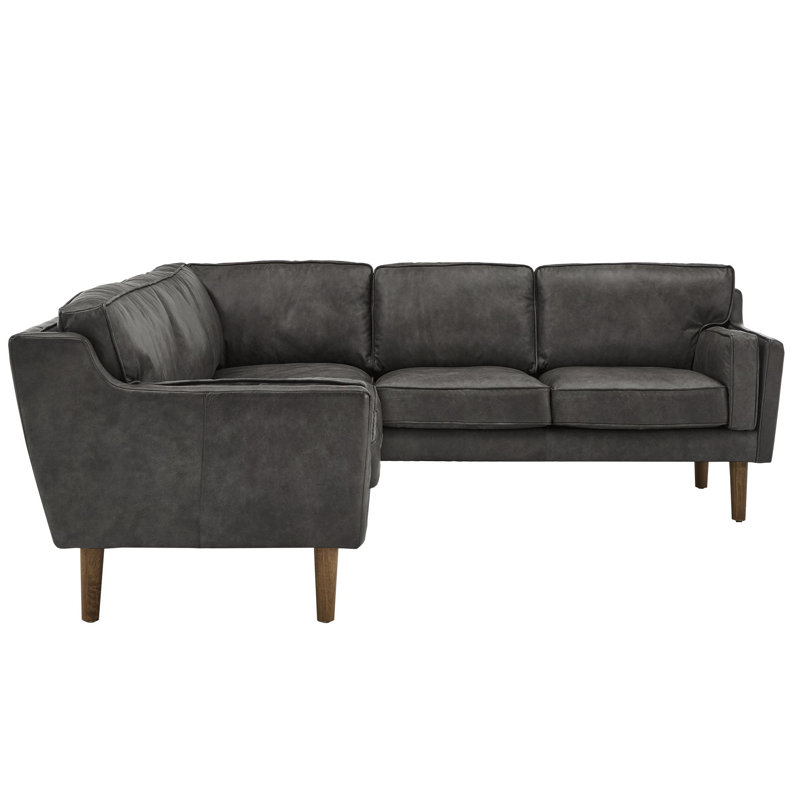 Canapé modulaire Cade, Cuir véritable noir