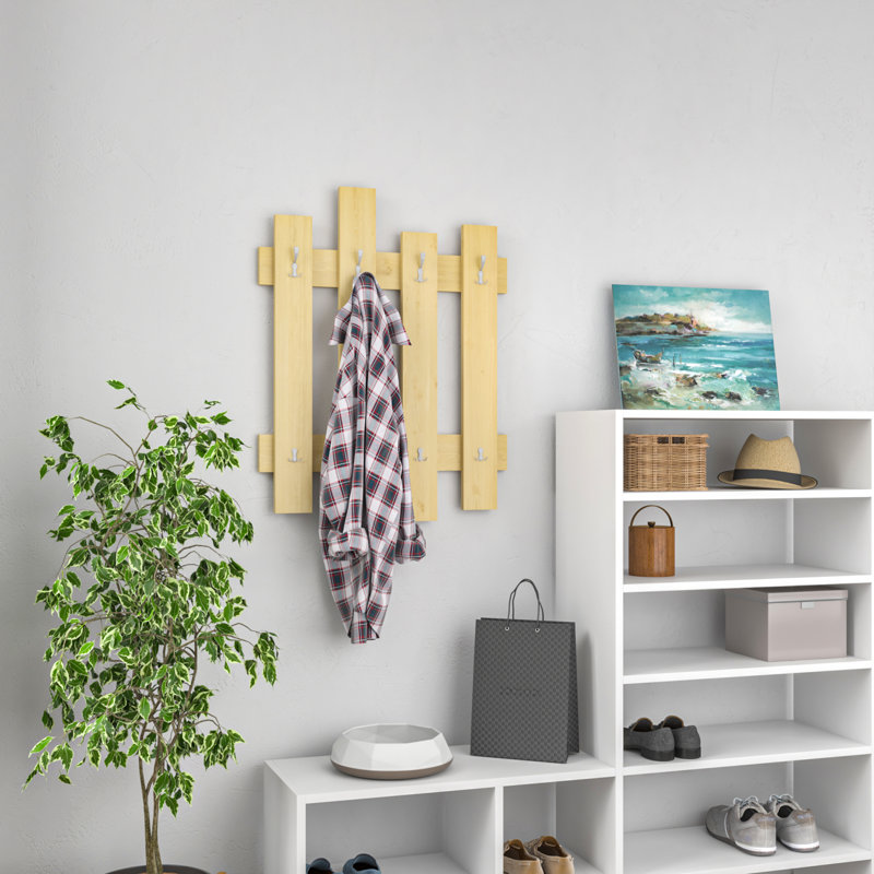 Aunjel Wall 8 - Hook Wall Mounted Coat Rack, Oak
