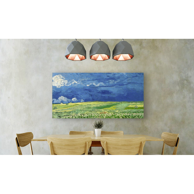 Wheatfield Under Thunderclouds by Vincent Van Gogh - No Frame Print on Canvas, 35cm H x 70cm W x 4cm D