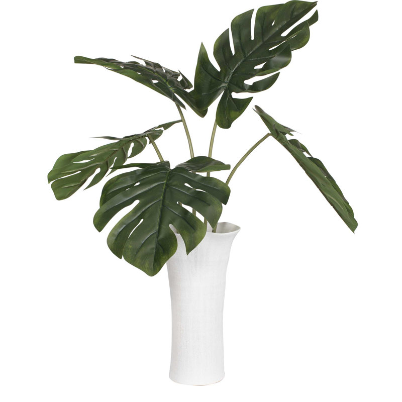 Uttermost Muse Monstera White Vase Centerpiece