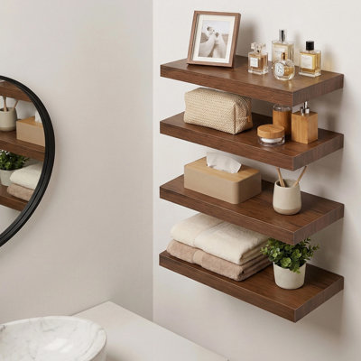 Wall-Mounted Floating Shelves for Bedroom, Living Room (Set of 4)