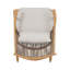 Chaise berçante d'extérieur avec structure en fer de couleur érable, siège en PE gris respirant, coussins de siège doux, revêtement de temps, coussin