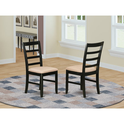Chaises de salle à manger Parfait - Ensemble de 2 chaises en bois massif en tissu de lin, noir