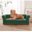 Élégant canapé-lit en lin capitonné pour chiens de grande taille et surdimensionné, canapé pour animaux surélevé avec accoudoirs et dossier roulés-870522037
