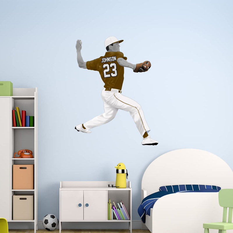 Adhésif décoratif baseball, H 17 po x l 13 po, Brun, Oui