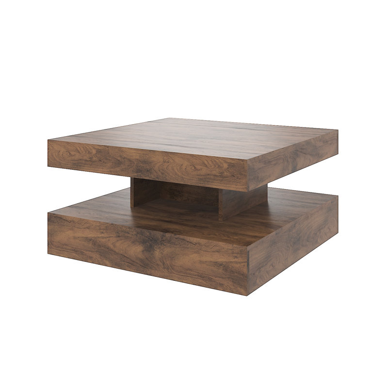 Table basse à DEL avec rangement, table basse moderne pour canapé, salon, Brun rustique