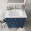 Ensemble de meuble-lavabo moderne 28 po avec surface peinte, meuble-lavabo autoportant de style Mid-Century avec rangement, meuble-lavabo haut de gamme avec tiroirs et poignées en métal, bleu-1217498708