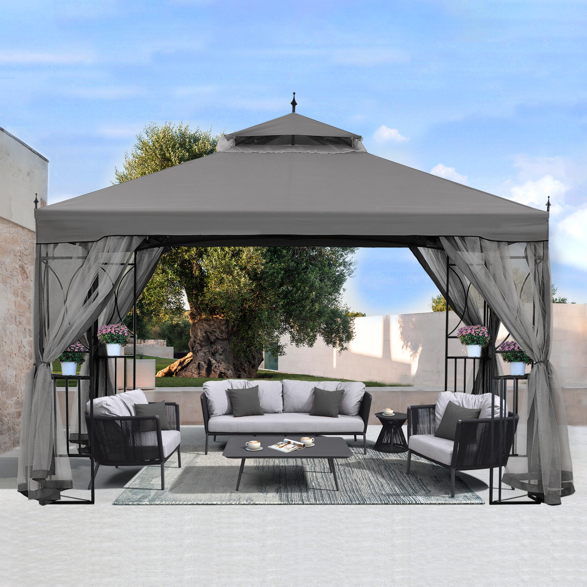 ABCCANOPY Steel Patio Gazebo The Soft Roof Gazebos & Reviews | Wayfair