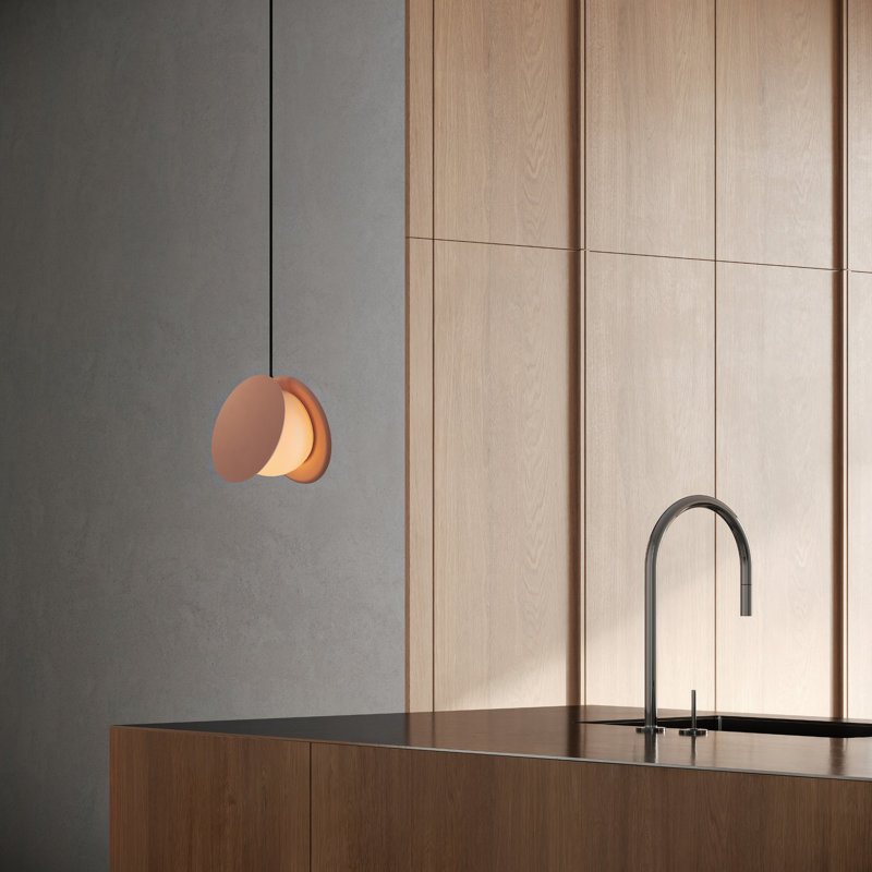 Pendulum Pendant Light, Black, Blossompink, 14" H x 9.69" W x 8.03" D