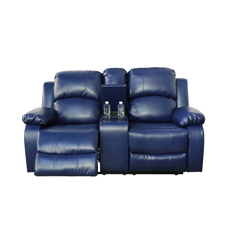 Canapé inclinable 69 po en cuir Vegan, Similicuir bleu