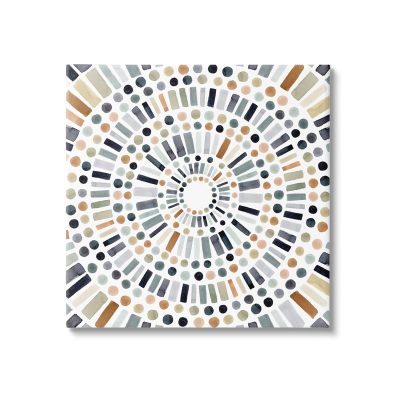 " Bold Rustic Abstract Mosaic Circle Pattern Illustration " by Victoria Barnes, Wrapped Canvas, 30" W x 30" H