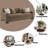 Darya Brown Suede Fabric Sofa W/4 Pillows