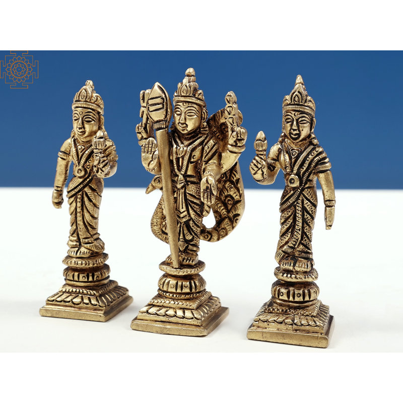 Warrior God Karttikeya avec Devasena et Vall