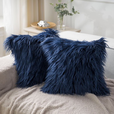 Chrismas Long Faux Fur Collection Faux Fur Reversible Throw Pillow