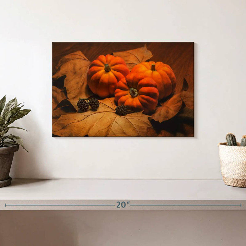 Yarlin Pine Cones And Pumpkins, 8" H x 12" W