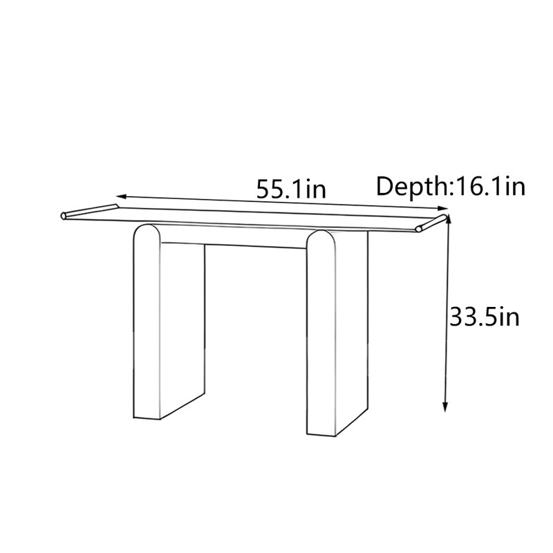 Table d'entrée Mid-Century, H 33,5 po x l 55,1 po x P 16,1 po, Noir