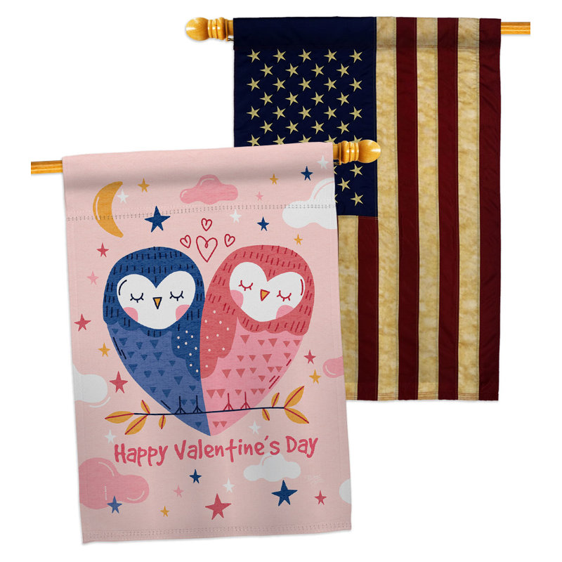 Drapeau de maison 40 po x 28 po Owl Love