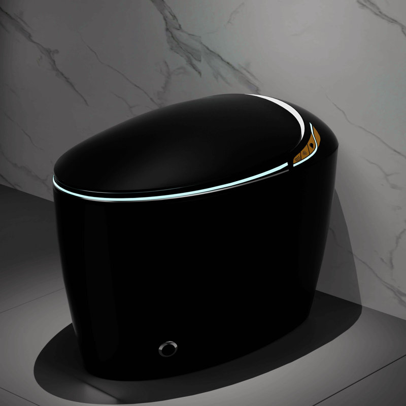 Unique Smart Toilet With Bidet Built In, Intelligent One Piece Toilet For Modern Bathroom, Auto Open/Close Seat, Foot Sensor, Led Display,Night Light, Warm Water & Dryer