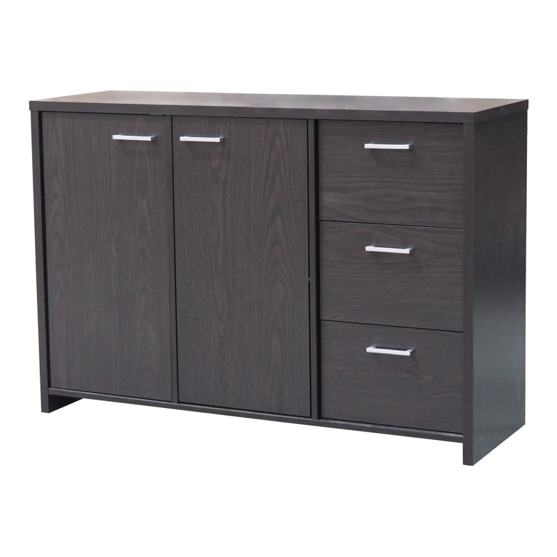Buffet Buffet - Console de rangement moderne avec 2 portes, 3 tiroirs et tablettes réglables, salle à manger en chêne et armoire de cuisine