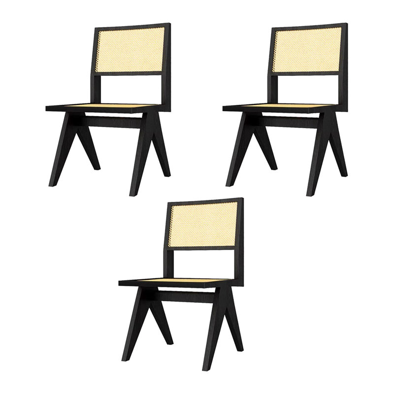 Solid wood rattan dining chair home simple
