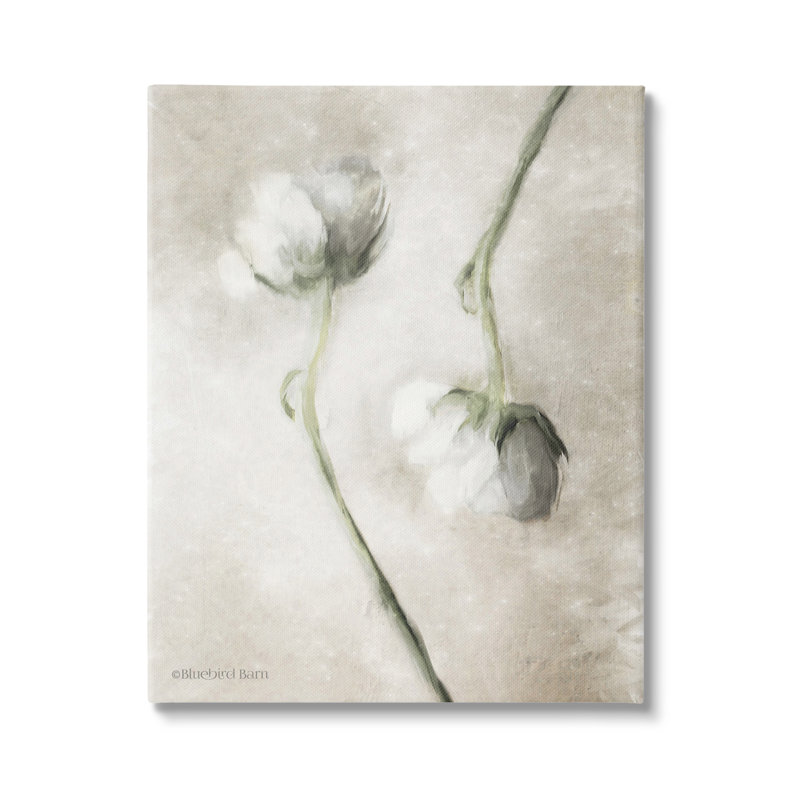 Art floral texturé noir sur fond blanc, Toile tendue, H 16 po x l 20 po