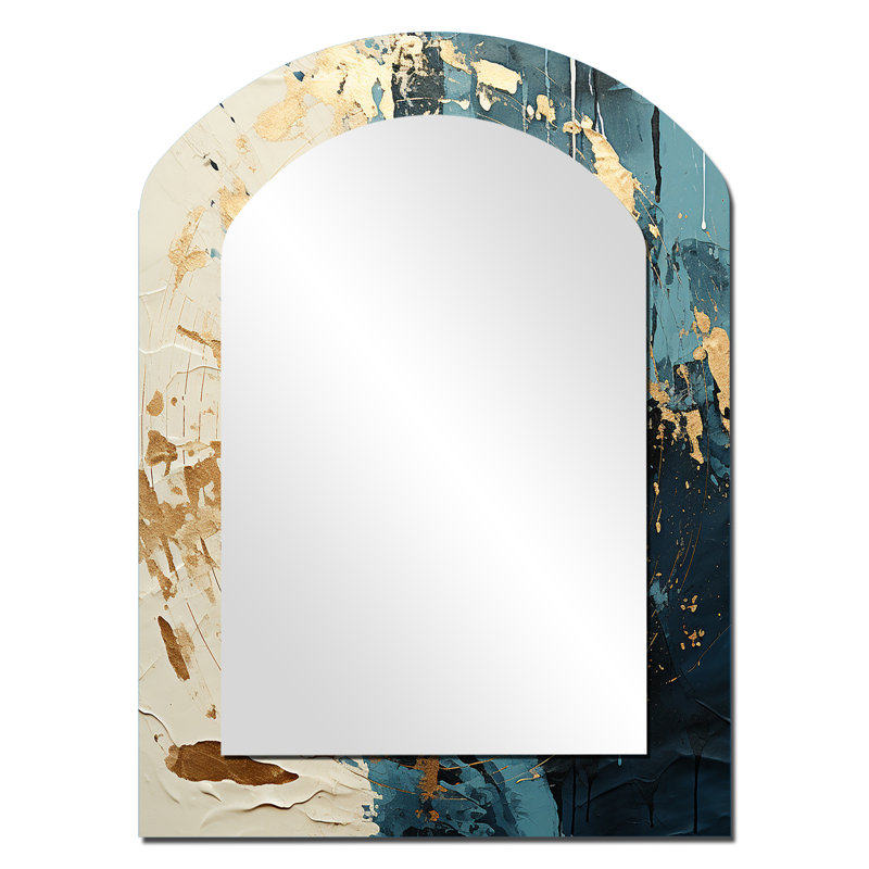 Or et vert vinyle disque Melody II - grand miroir mural arqué sur métal, 34 po x 25 po