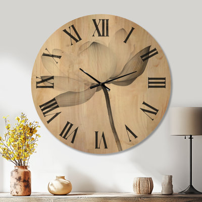Fleur de lotus tranquille - Horloge murale surdimensionnée en bois Zen