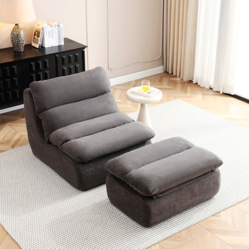 Fauteuil à billes avec repose-pieds, fauteuil rembourré pour le salon, la chambre à coucher, H 31 po x l 32 po x P 39,4 po