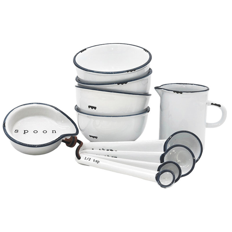 Canvas Home Tinware 7 Piece Kitchen Prep Set, White/Slate