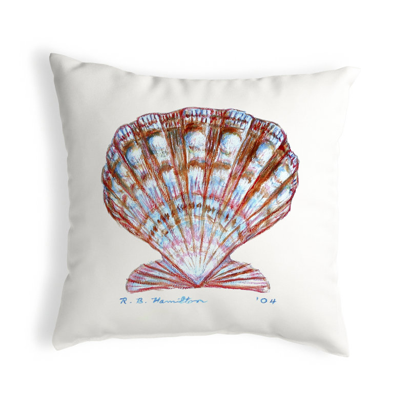 Housse et insert de coussin d'extérieur carré coquille Scallop, Blanc
