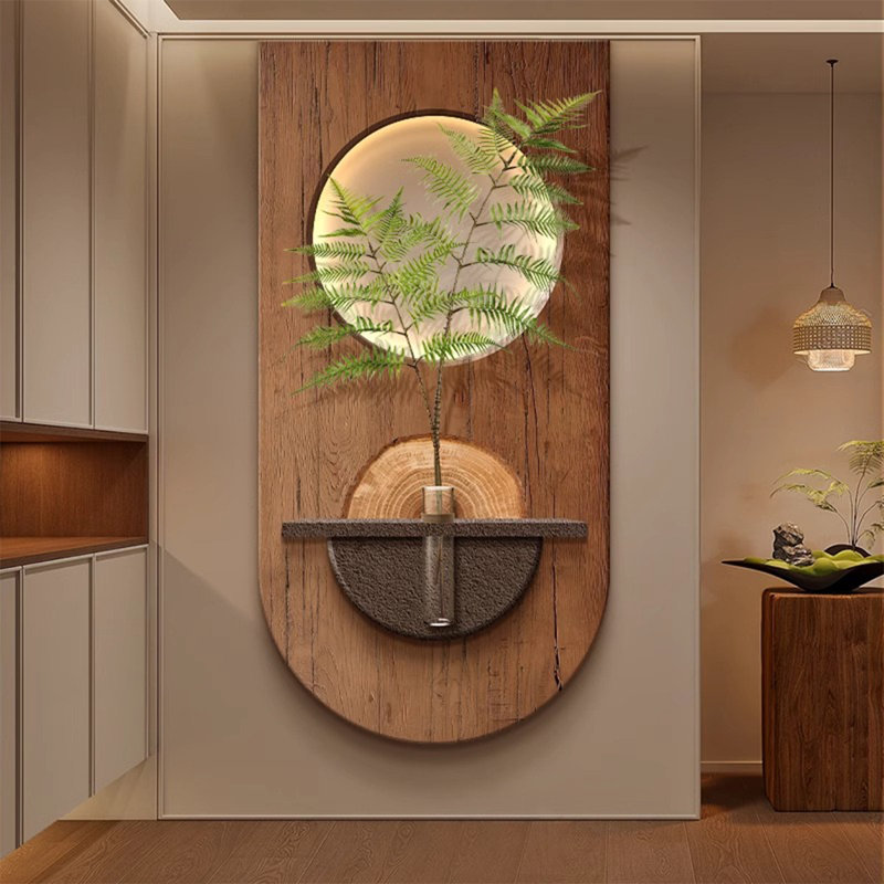 Feng Shui ancien, plante verte, éclairage à DEL, H 62,99 po x l 31,5 po x P 0,47 po