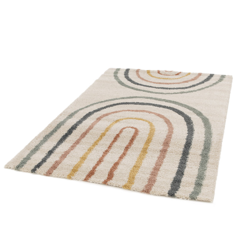Koa Canipe Multicoloured Rainbow Machine Woven Beige Area Rug, Rectangle 200 x 290cm