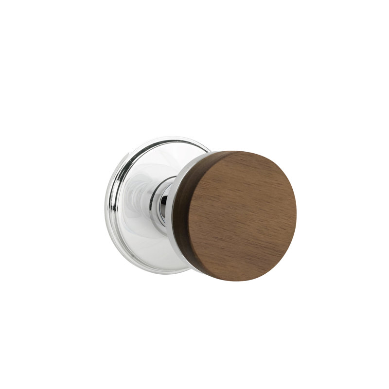 Ensemble de faux boutons Emtek Select avec rosette Watford et tige conique, bouton en noyer foncé, Chrome poli
