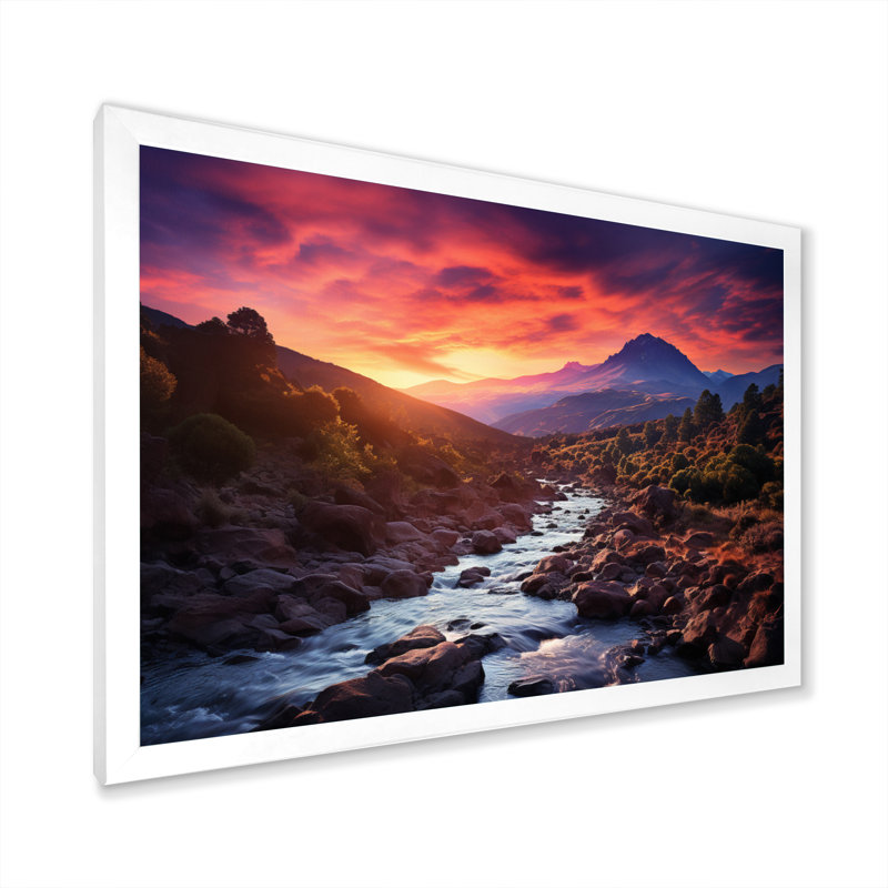 Spain Sunrise Over Teide National Park I - Nautical & Beach Wall Art Prints, H 12 po x l 20 po x P 1 po, Cadre simple blanc