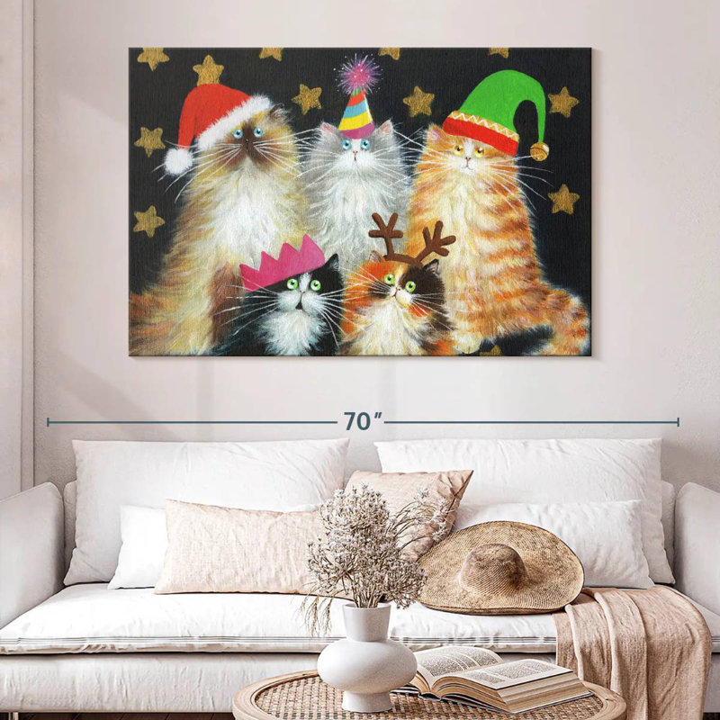 Chats de Noël, H 34 po x l 51 po