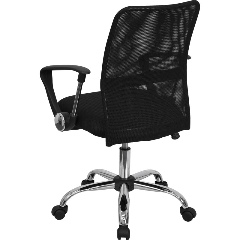 Mid-Back Black Mesh Swivel Task Chair with Chrome Base