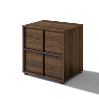 21.65” Walnut Nightstand & End Table with Storage in Manufactured Wood