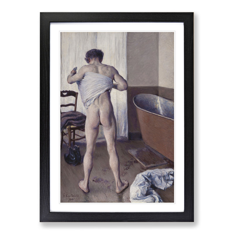 Man at His Bath by Gustave Caillebotte - Picture Frame Painting, Black Framed, 36cm H x 27cm W x 2cm D