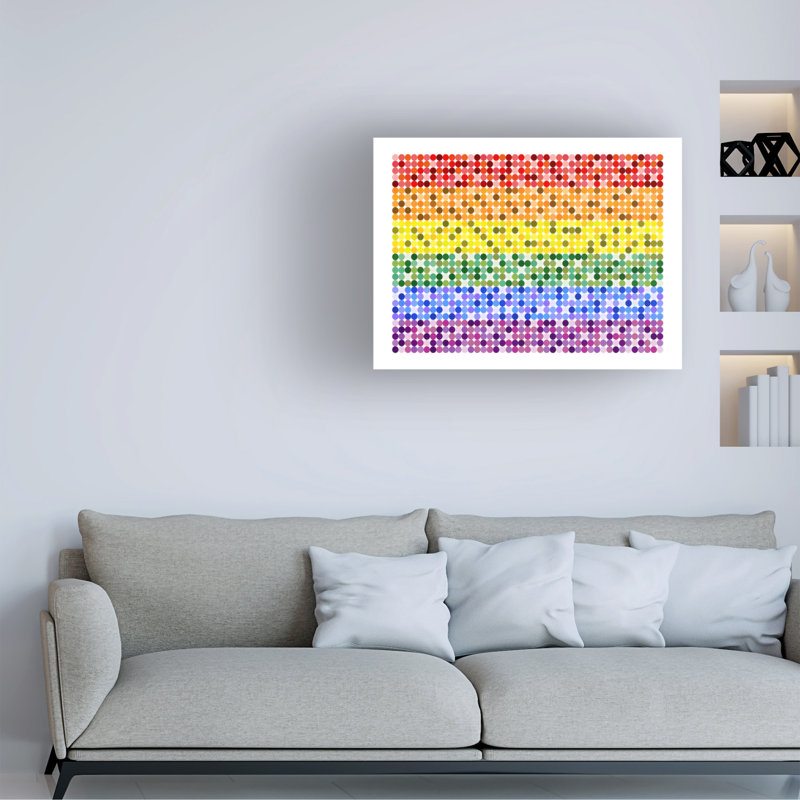 Illustration abstraite, cercle, fierté de l'arc-en-ciel, drapeau sur toile, H 14 po x l 19 po x P 2 po