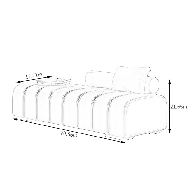 Banc rembourré Linoshka, Beige, H 21,56 po x l 70,86 po x P 17,71 po