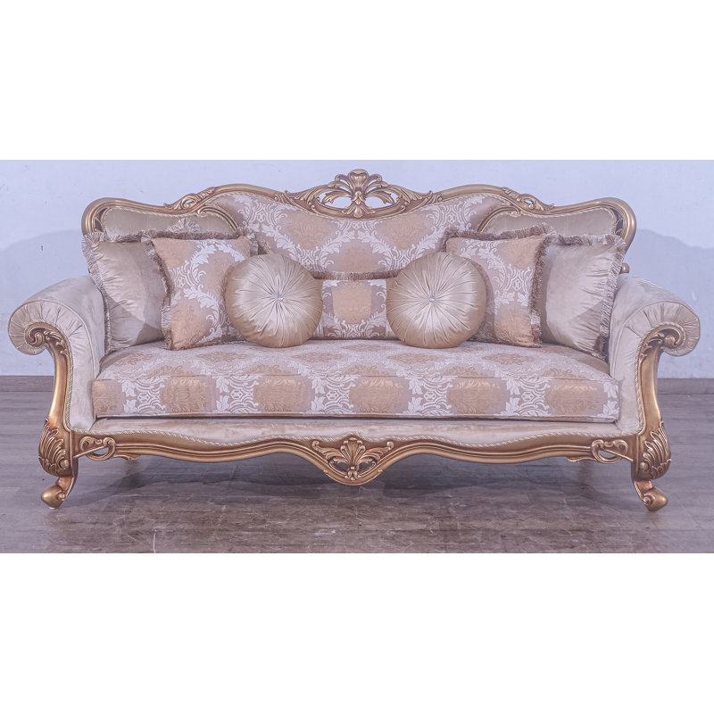 Sofa, Brown Linen Blend, Gold