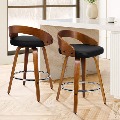 Swivel Upholstered Counter Stool with Metal Frame