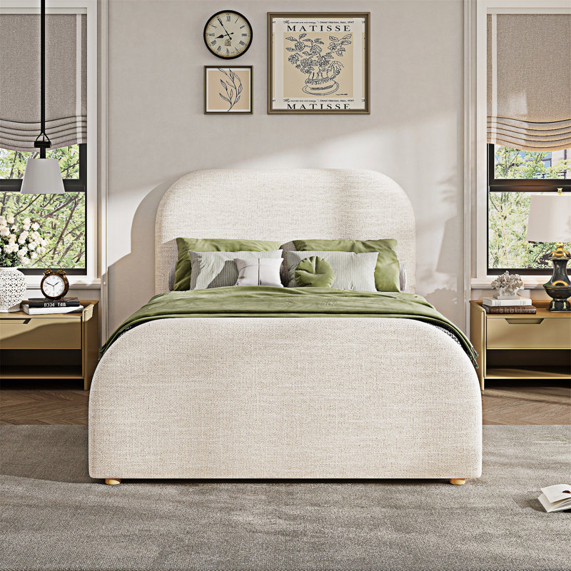 Upholstered Bed Frame With Headboard, Twin