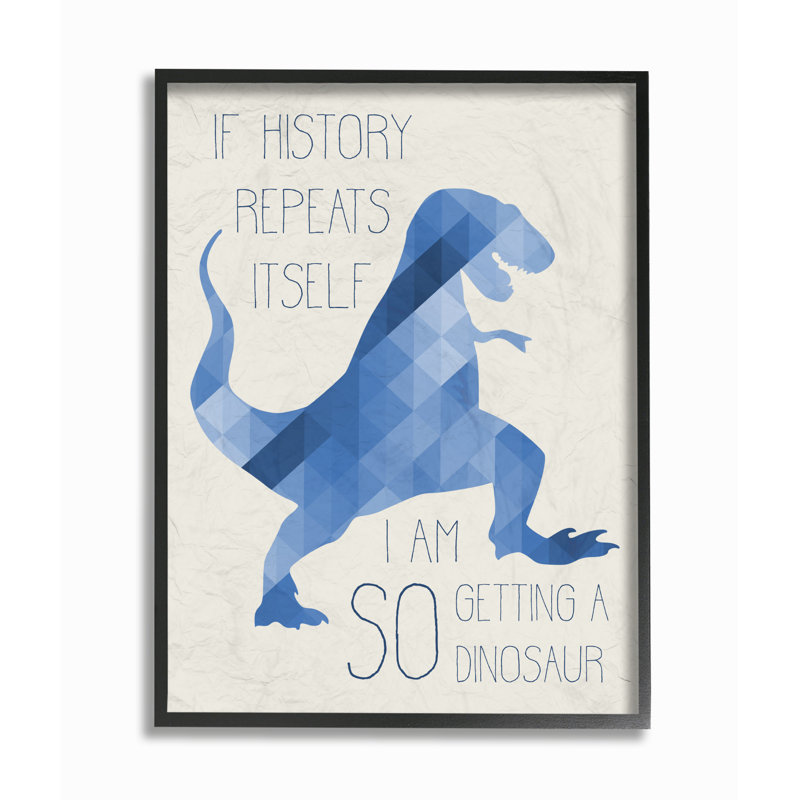 «I Am So Get a Dinosaur», géométrique, Giclée encadrée noir minuit, H 14 po x l 11 po