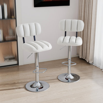 Ensemble de 2/4 tabourets de bar modernes, hauteur réglable, base en cuir de polyuréthane noir et métal avec repose-pieds pour le café, la cuisine et le bar