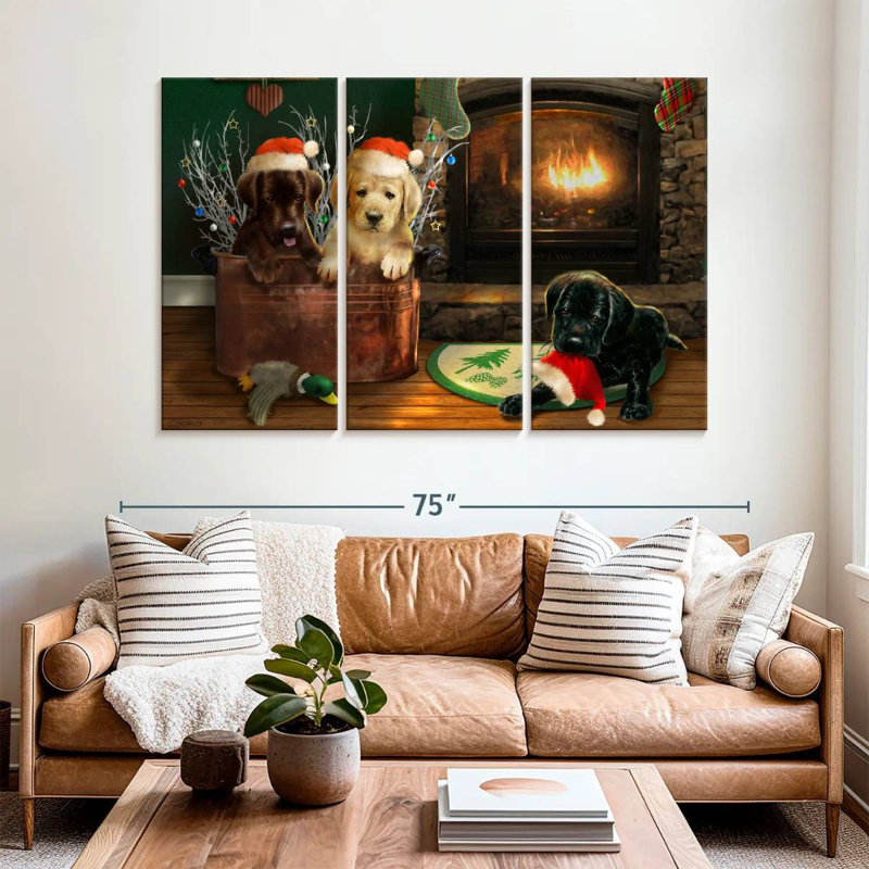 Brampt Fireside Lab Trio, 42" H x 65" W